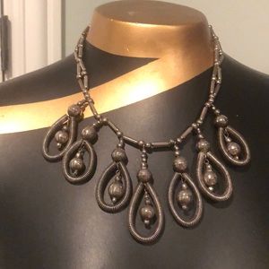 Silver bib necklace
